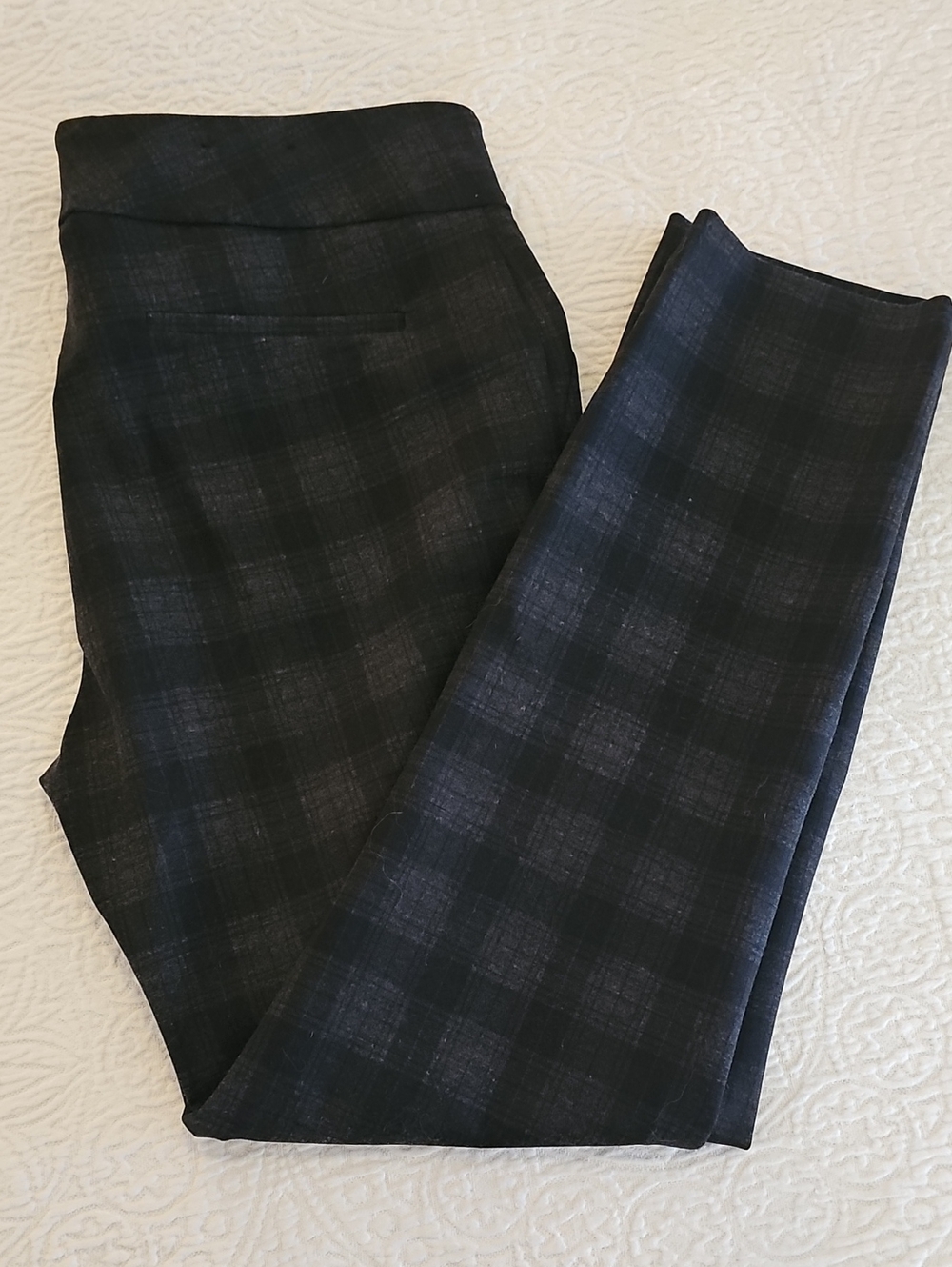 Hilary Radley Black Plaid Straight Leg Pants